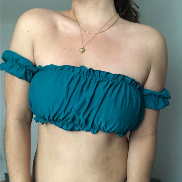 Teal green off the shoulder bikini - Picture 1 of 4